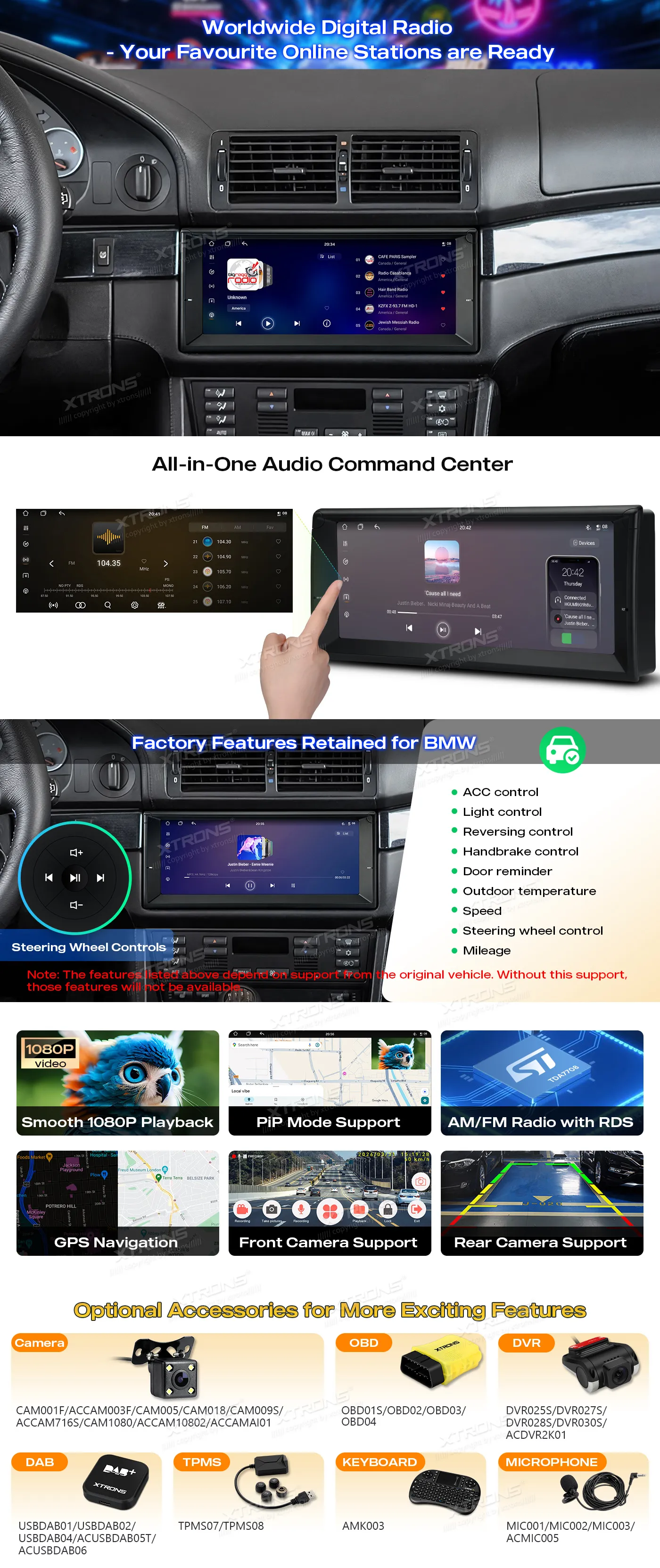 BMW E39 / E38 | Android 14 | 10.25 inch QLED | 4GB/64GB/8Core | Multimedija Xtrons IM1439BH