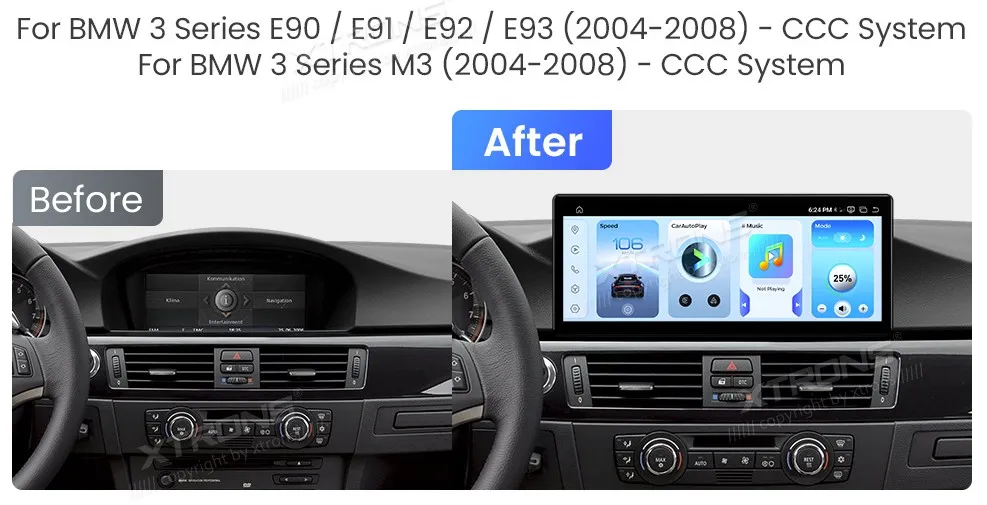 BMW E90 E91 E92 E93 CCC | Android 14 | 12.3 inch | 8GB/128GB/8Core Snapdragon 685| Multimedija Xtrons QWBX24CCB12E92