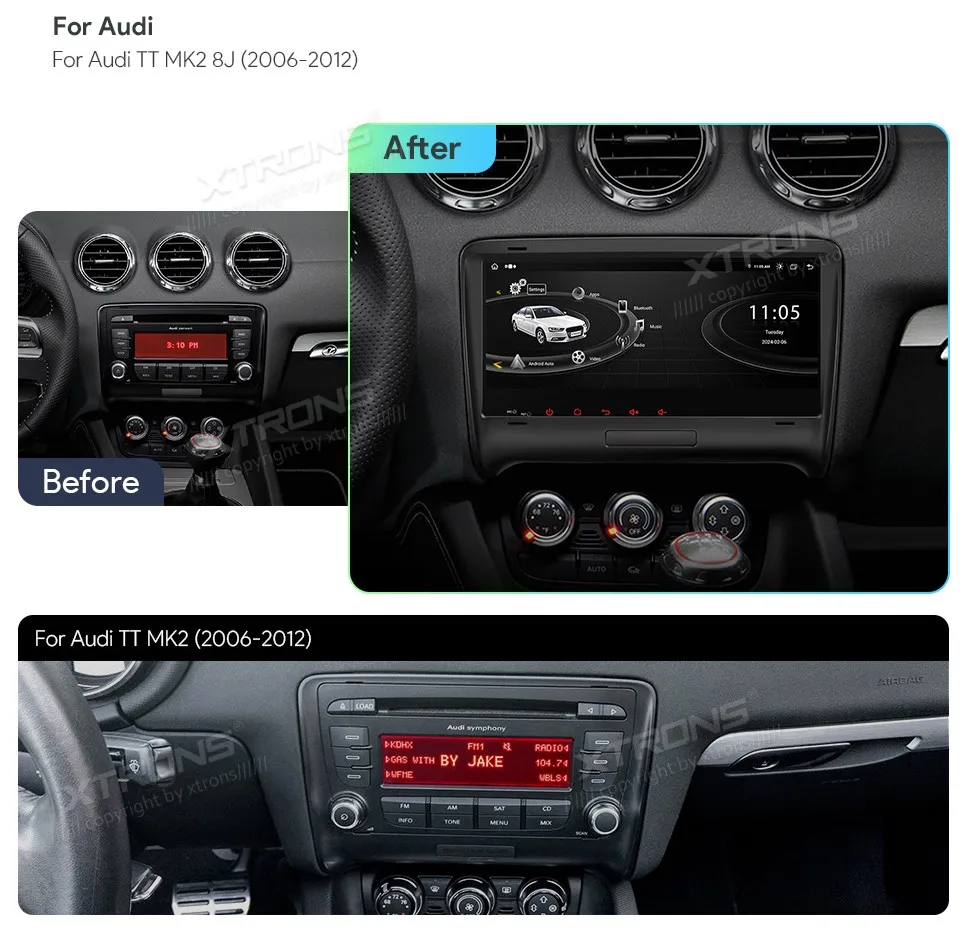 Audi TT MK2 2006-2012| Android 13 | 8.8 inch | 4GB/64GB/8Core| Multimedija Xtrons IA82ATTLHS