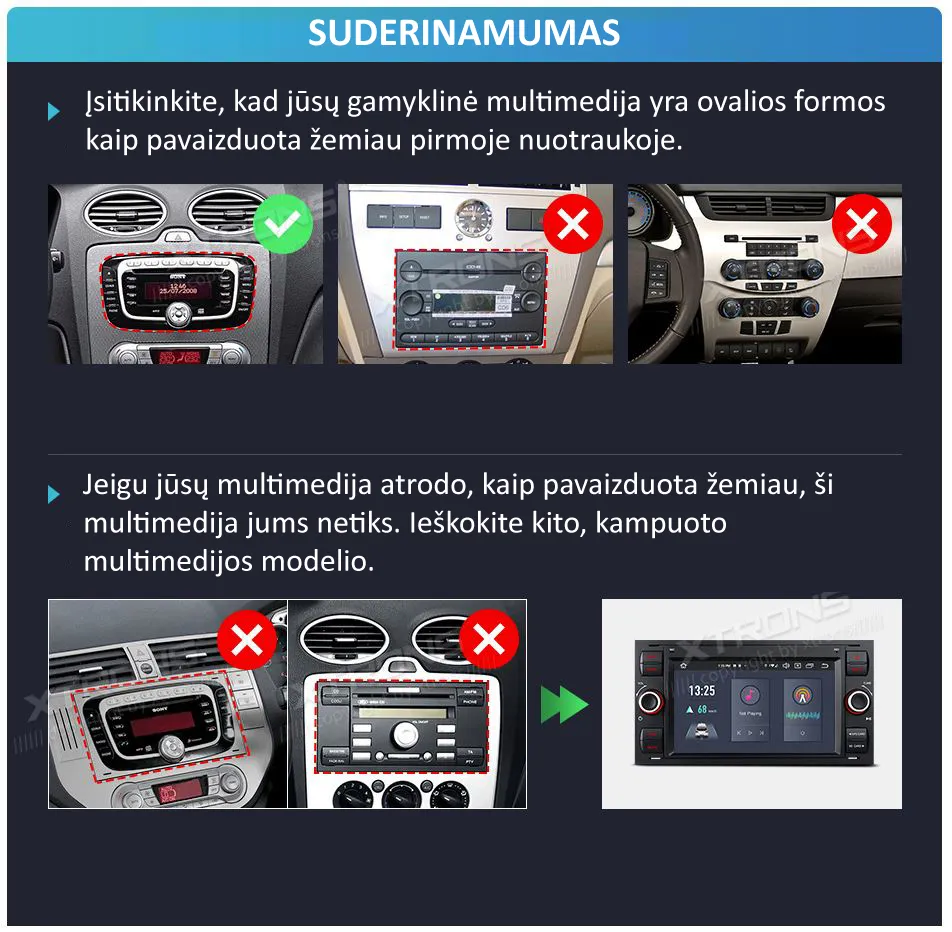 Ford Focus / Mondeo / C-Max / S-Max / Galaxy | 7inch | 2GB/64GB/8 Cores | Android OS | Multimedija Xtrons IDS70FSFBL