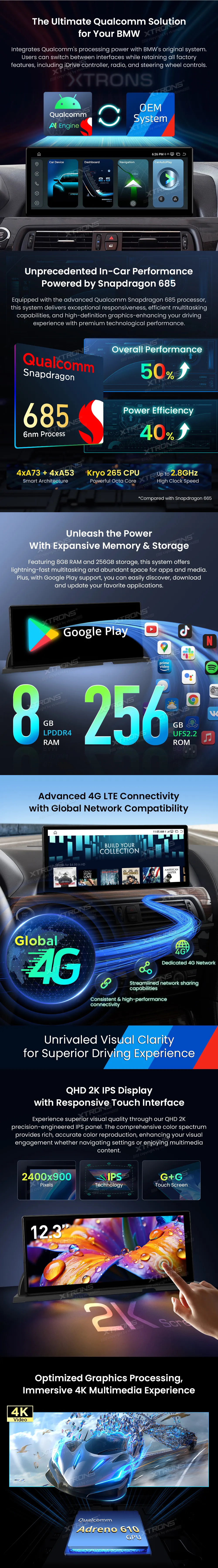 BMW 6 F06 / F12 / F13 NBT | Android 14 | 12.3 inch | 8GB/256GB/8Core Snapdragon 685 | Multimedija Xtrons QWBX24NB12SX
