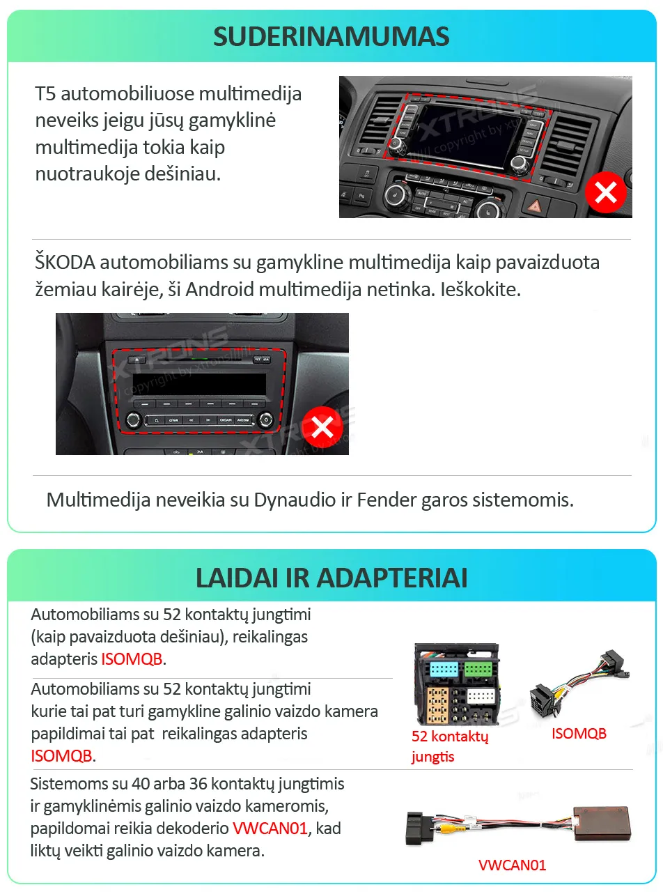Volkswagen / Škoda / SEAT | Android 15 | 9 inch QLED | 4GB/64GB/8Core | Multimedija Xtrons UA95MTVL