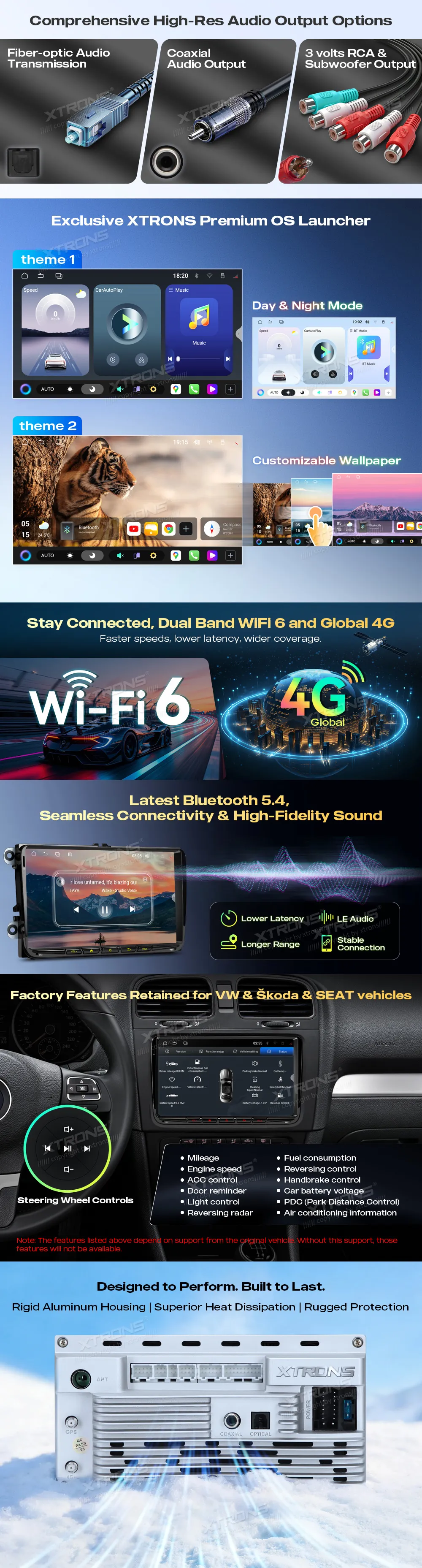 Volkswagen / Škoda / SEAT | Android 15 | 9 inch QLED | 4GB/64GB/8Core | Multimedija Xtrons UA95MTVL