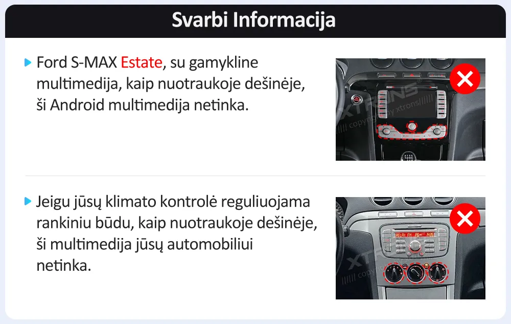 Ford S-Max 2007-2014 | 9 inch | 2GB/64GB/8 Cores | Android OS | Multimedija Xtrons IDSP90MXF