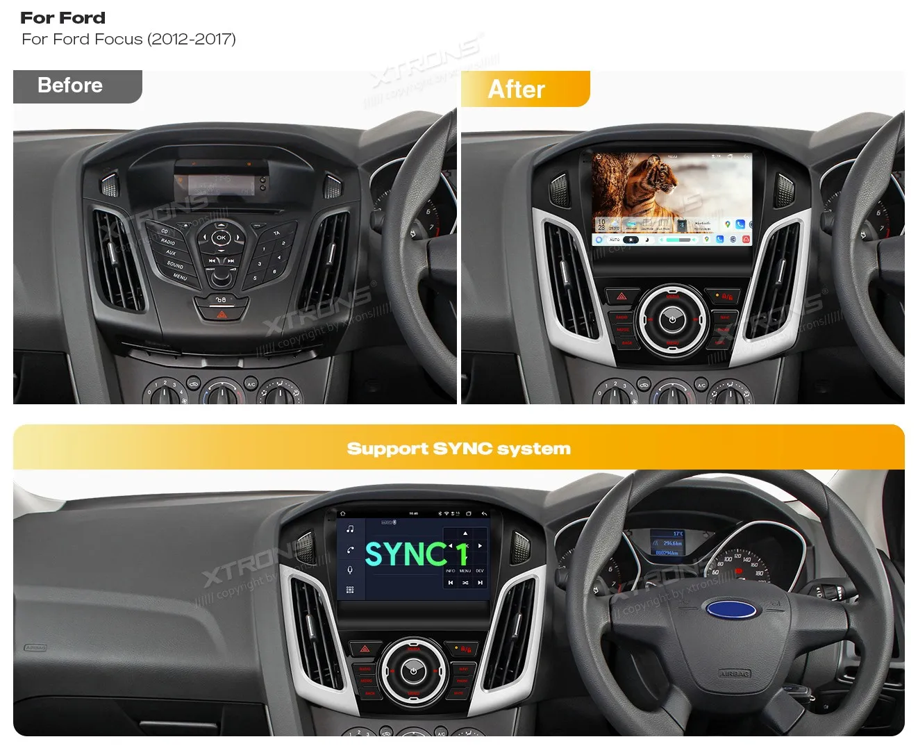 Ford Focus 2012-2017 | 9inch QLED | 8GB/128GB/8 Cores | Android 14 | Multimedija Xtrons IMHP94FSF