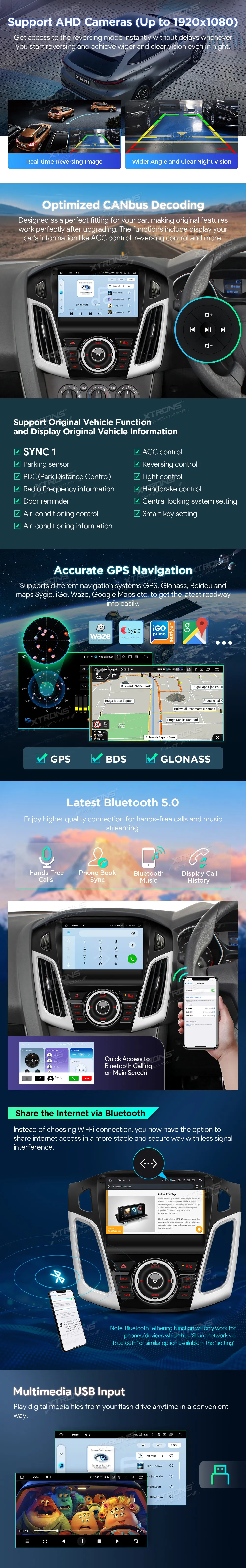 Ford Focus 2012-2017 | 9inch QLED | 8GB/256GB/8 Cores Snapdragon 665 | Android 14 | Multimedija Xtrons IQP94FSFP