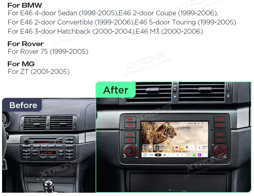 BMW E46 | Rover 75 | Android 15 | 7 inch QLED | 6GB/128GB/8Core | Multimedija Xtrons UAH7546BL
