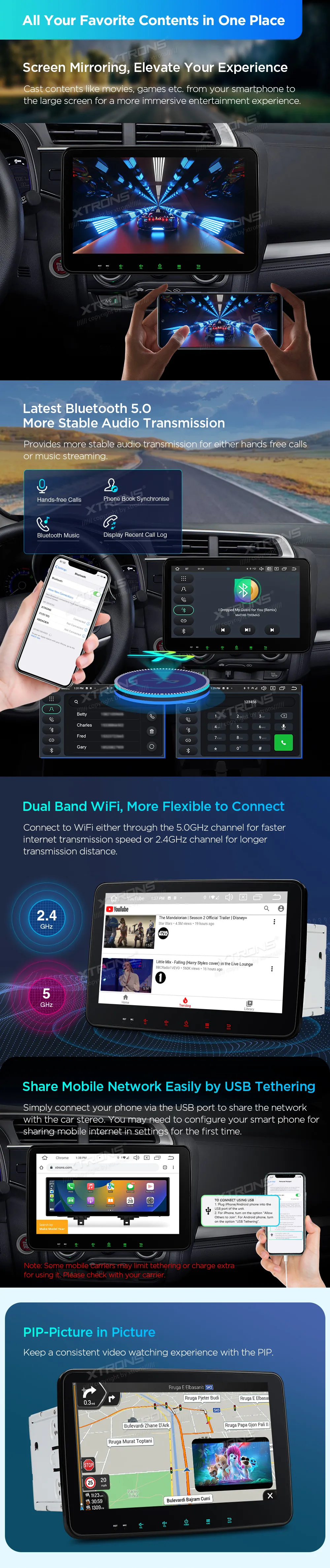 Universali 2-DIN Standarto Multimedija  | Android 14 | 10.1 inch | 4GB/64GB/8Core | Multimedija Xtrons TX123GS