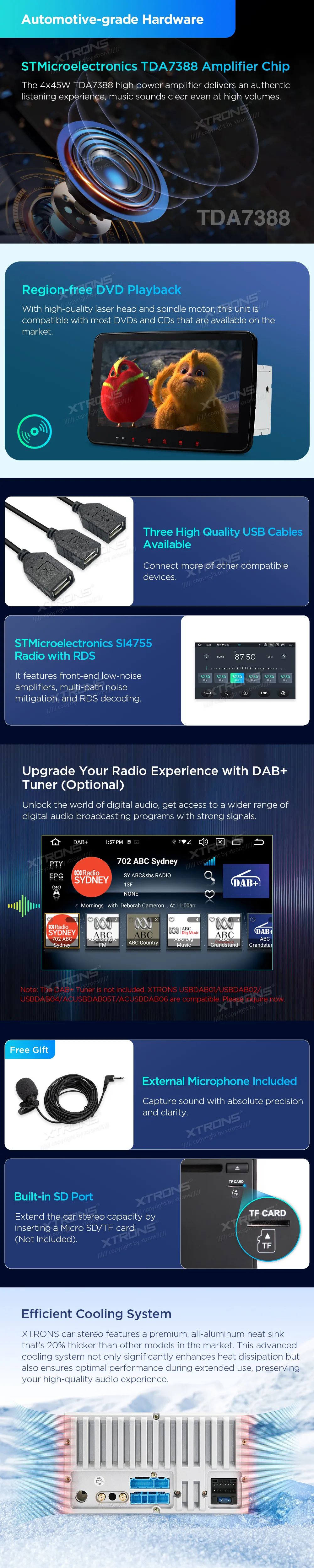 Universali 2-DIN Standarto Multimedija  | Android 14 | 10.1 inch | 4GB/64GB/8Core | Multimedija Xtrons TX123GS