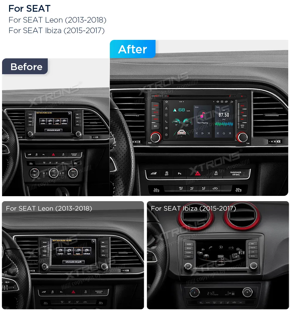 SEAT Leon / Ibiza | Android 14 | 7 inch | 4GB/64GB/8Core | Multimedija Xtrons PX74LESGS