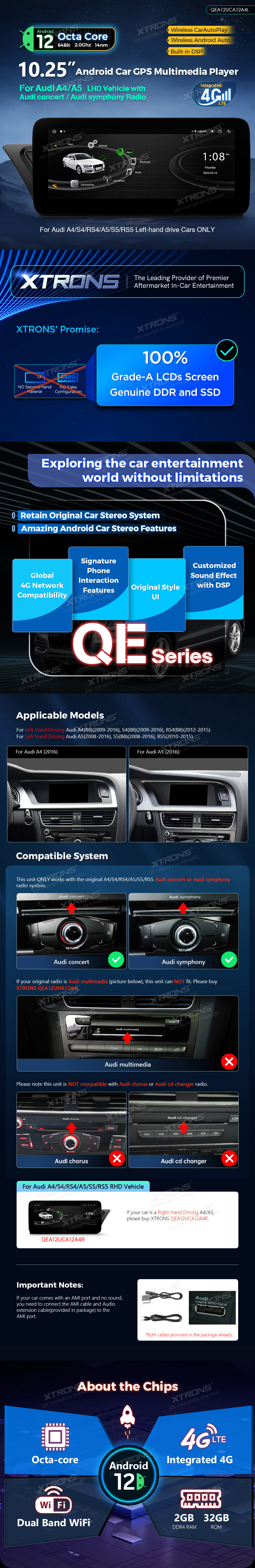 AUDI A4 / A5 ANDROID 12 MULTIMEDIJA (concert/symphony) QEA12UCA12A4L