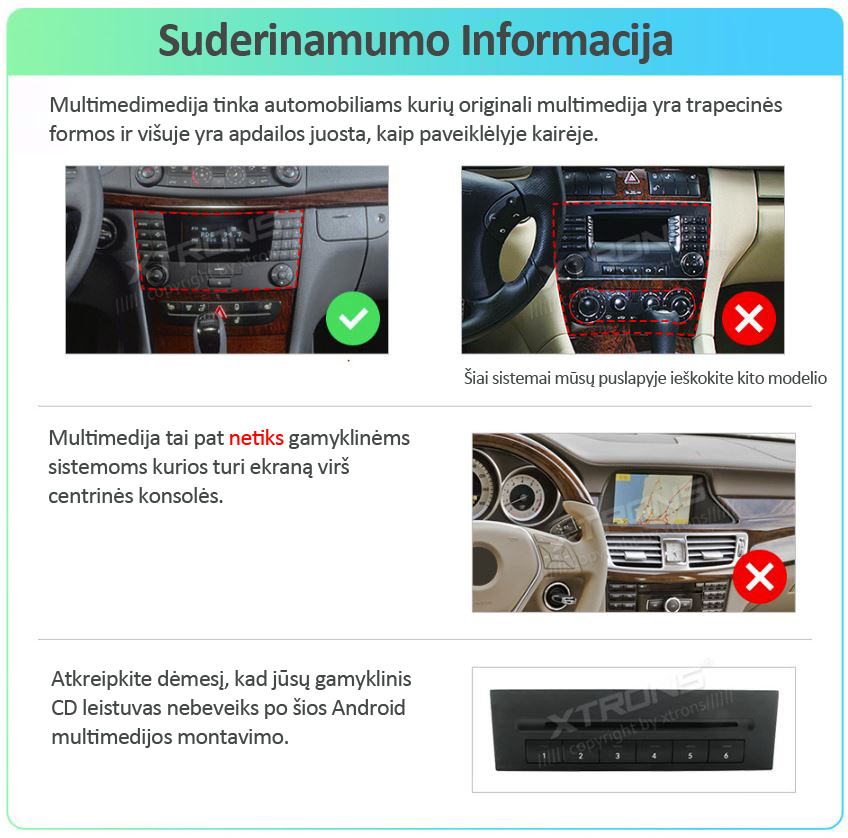 MB E/CLS KLASĖS W211/W219 ANDROID 12 MULTIMEDIJA