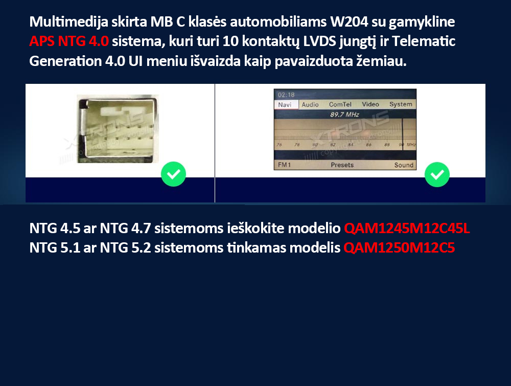 MB C KLASĖS W204 10.25 COLIO ANDROID 13 NTG 4.0 MULTIMEDIJA XTRONS