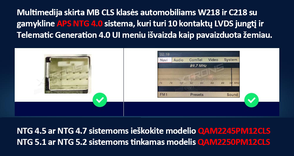MB CLS KLASĖS W218 / C218 10.25 COLIŲ ANDROID 13 NTG 4.0 MULTIMEDIJA