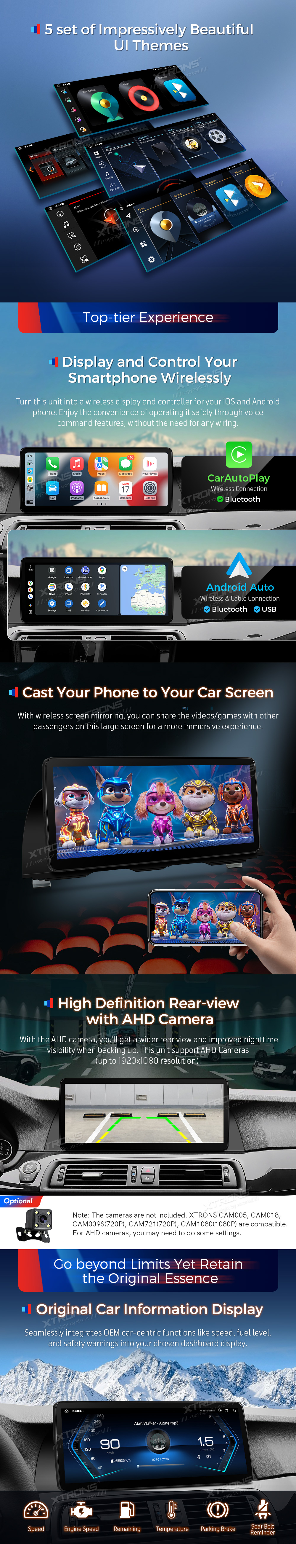 BMW F10 / F11 NBT 12.3 COLIŲ ANDROID 13 MULTIMEDIJA XTRONS QLB22NB12FV
