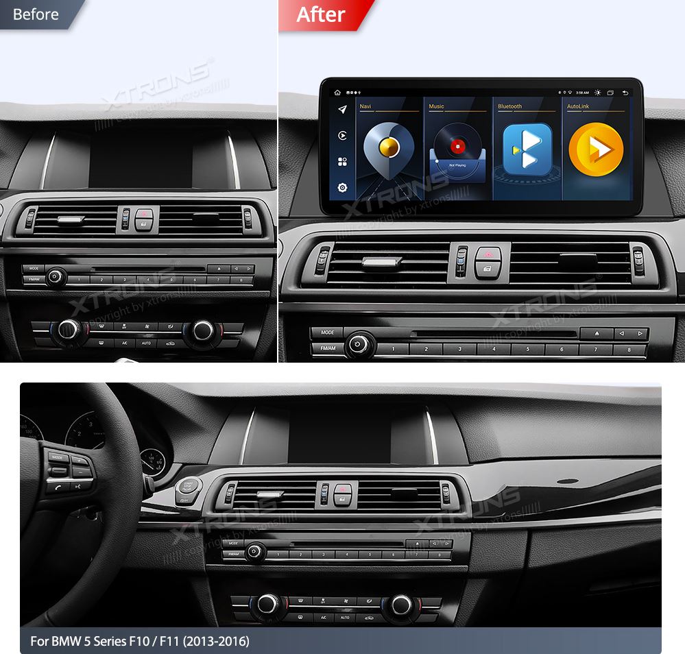 BMW F10 / F11 NBT 12.3 COLIŲ ANDROID 13 MULTIMEDIJA XTRONS QLB22NB12FV