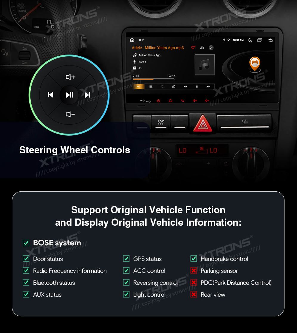 AUDI A3 / S3 / RS3 8.8 COLIO ANDROID 12 MULTIMEDIJA XTRONS IA82AA3LHS
