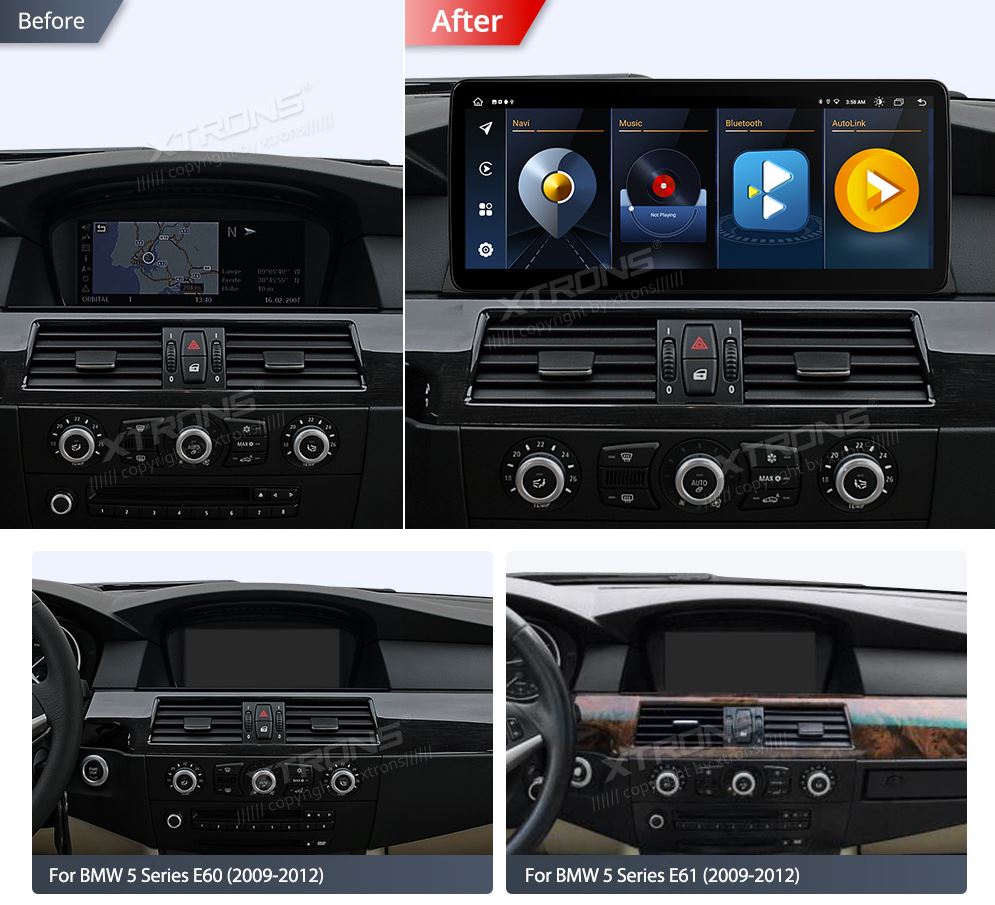 BMW E60/E61 ANDROID 13 CIC 12.3 COLIŲ MULTIMEDIJA