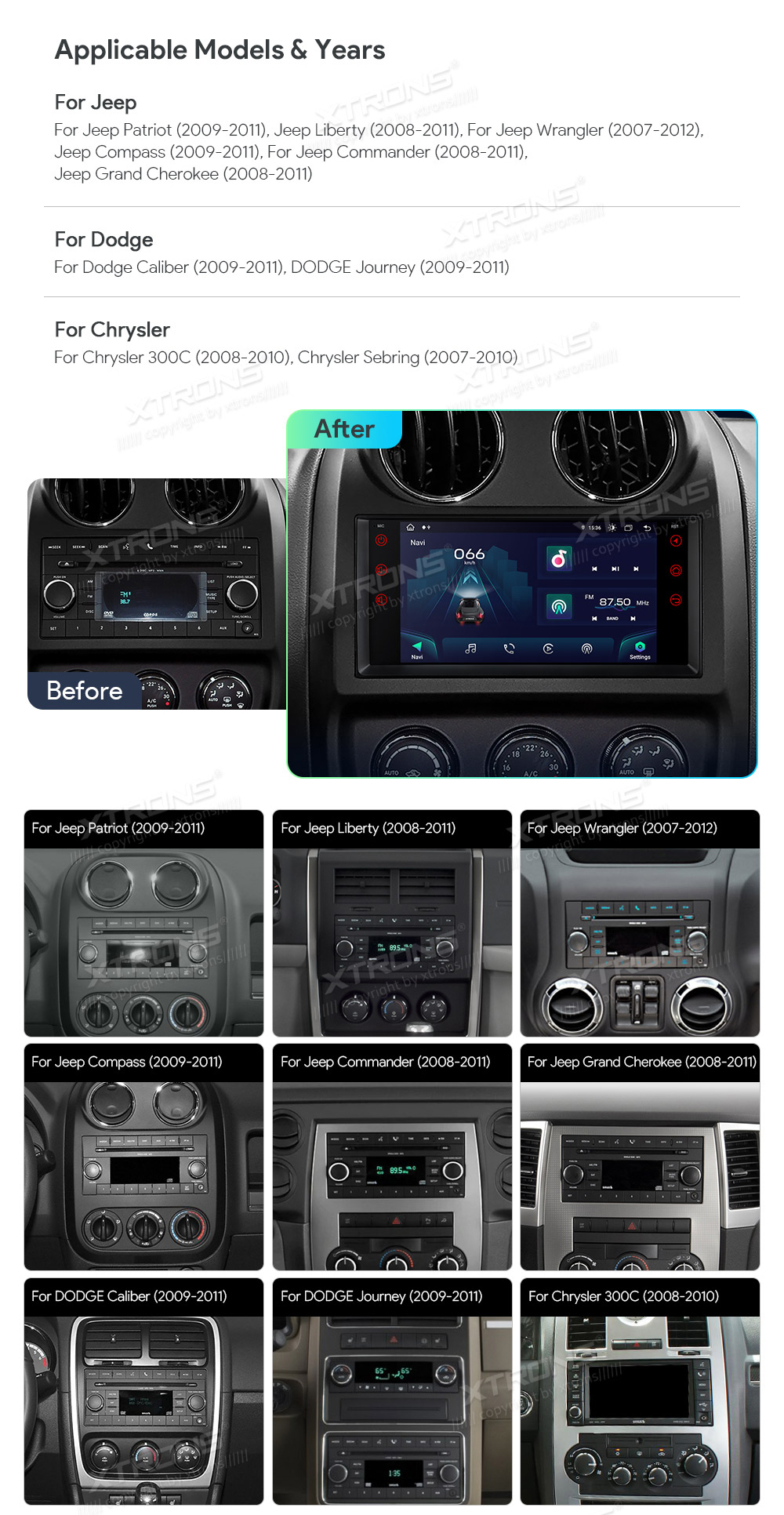 CHRYSLER / JEEP / DODGE 7 COLIŲ ANDROID 13 MULTIMEDIJA XTRONS