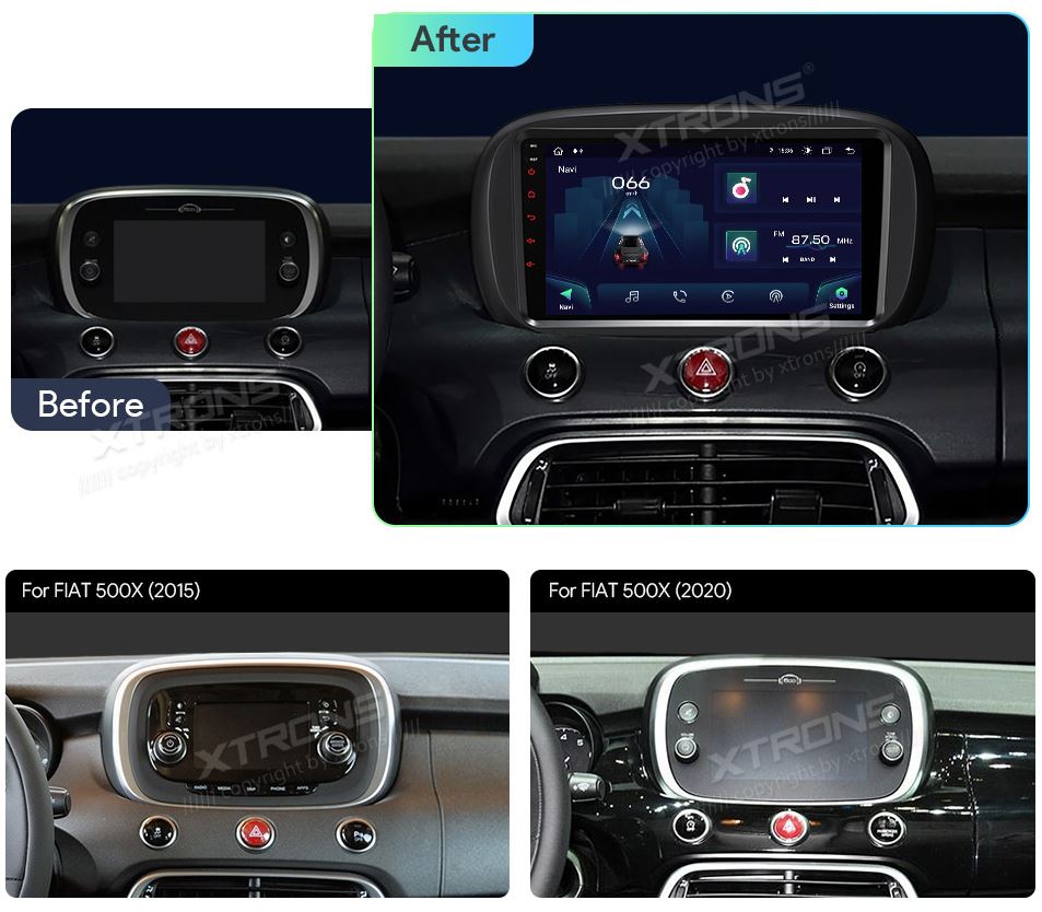 FIAT 500X 2015-2020 9 COLIŲ ANDROID 13 MULTIMEDIJA XTRONS