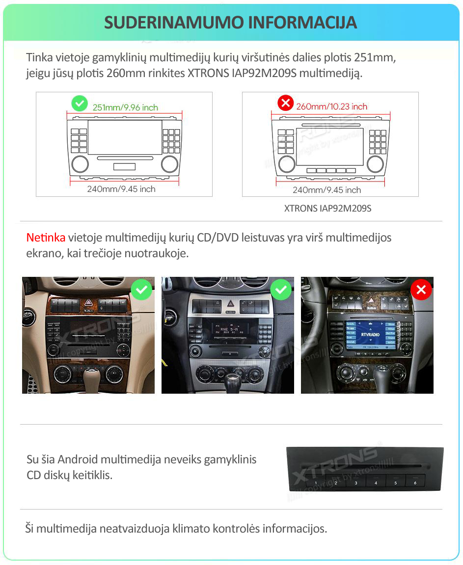 MB CLK KLASĖS A209/C209 8 COLIŲ ANDROID 13 MULTIMEDIJA