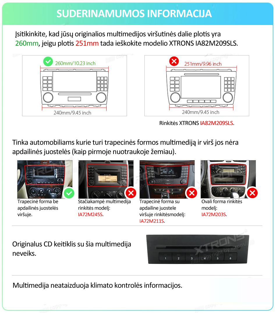 MB C/CLK/G KLASĖS W209/W203/W463 7 COLIŲ ANDROID 13 MULTIMEDIJA XTRONS