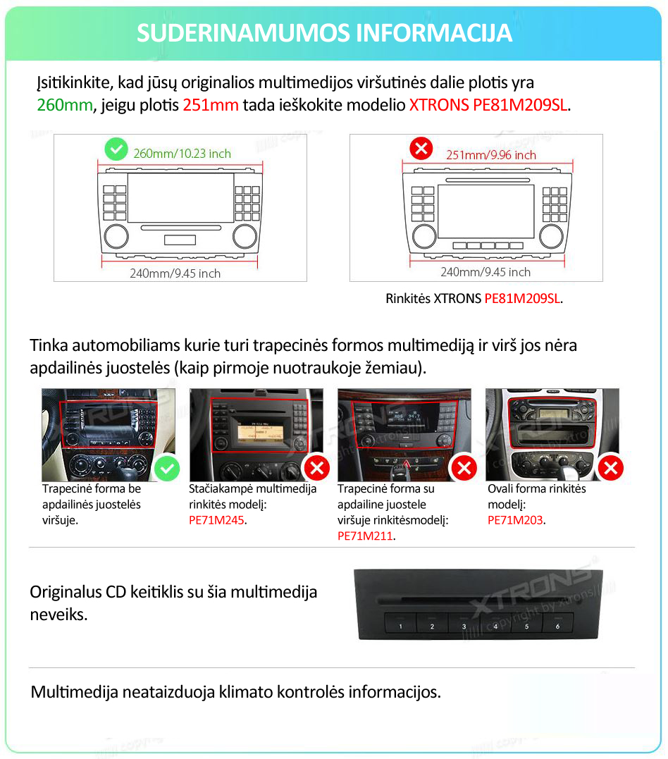 MB C/CLK/G KLASĖS W209/W203/W463 7 COLIŲ ANDROID 12 MULTIMEDIJA XTRONS