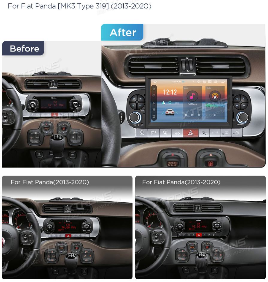 FIAT 500 2007-2015 7 COLIŲ ANDROID 13 MULTIMEDIJA XTRONS