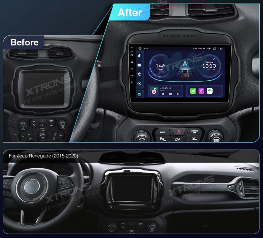 JEEP RENEGADE 9 COLIŲ ANDROID 12 MULTIMEDIJA XTRONS