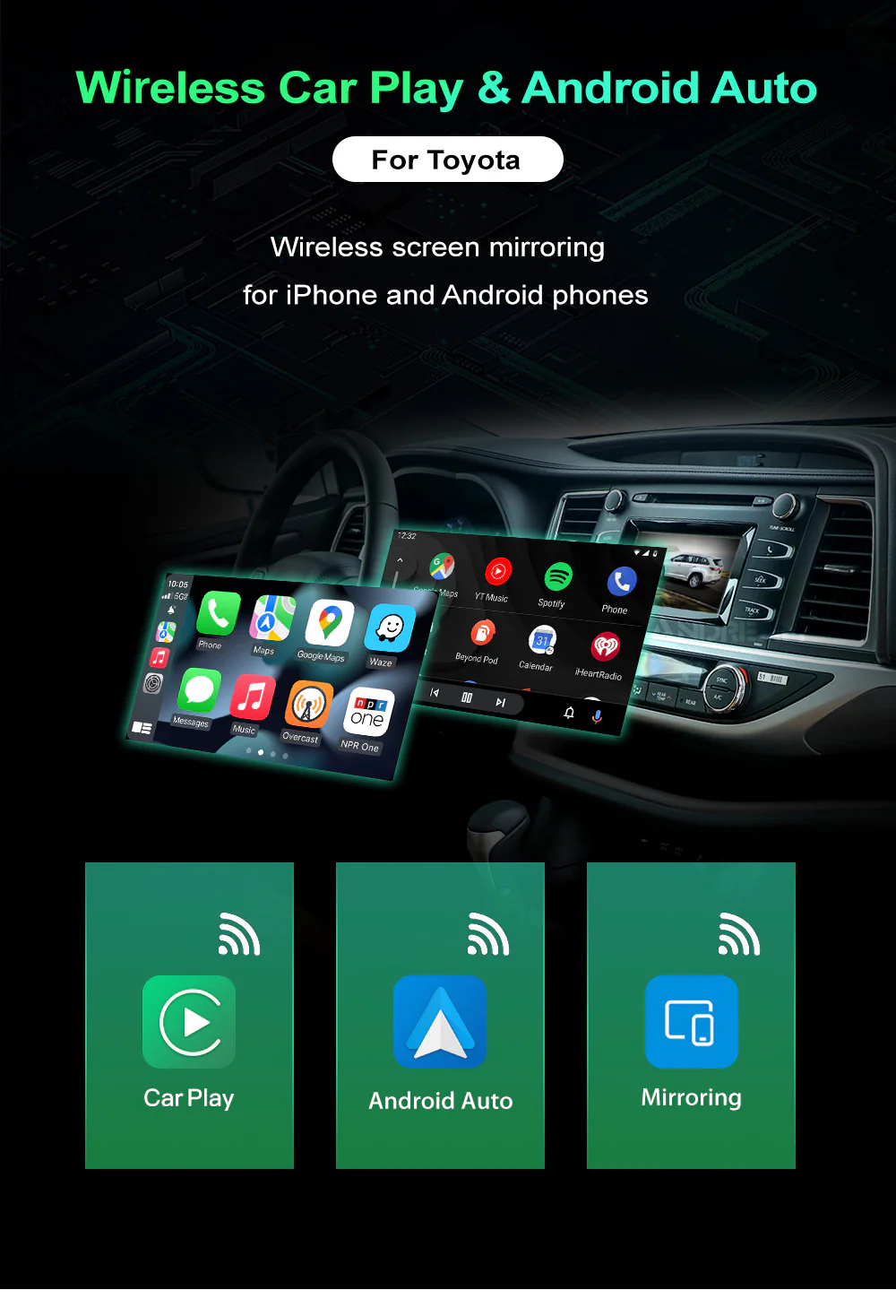 Toyota 2014-2019 Belaidis Apple CarPlay / Android Auto Modulis Integracija