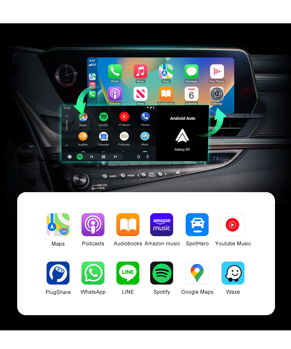 Lexus GS LS ES IS UX LX RC NX RX 2015-2019 Belaidis Apple CarPlay / Android Auto Modulis Integracija EWM-LEXNW-B01A