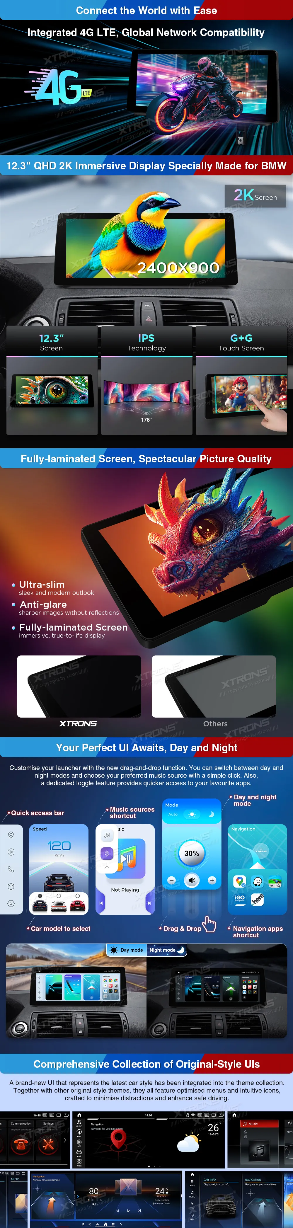 BMW 1 E81 E82 E87 E88 | Android 14 | 12.3inch | 8GB/128GB/8Core Snapdragon 680 | Multimedija Xtrons QGB24UMB12E87L