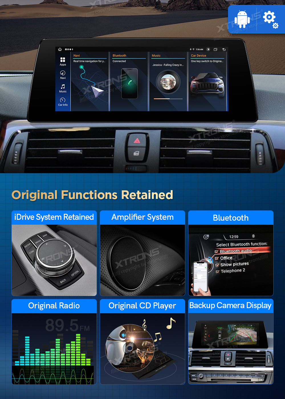 BMW F30/F31/F32/F33/F34/F35/F36 NBT 10.25 colių Android 12 multimedija