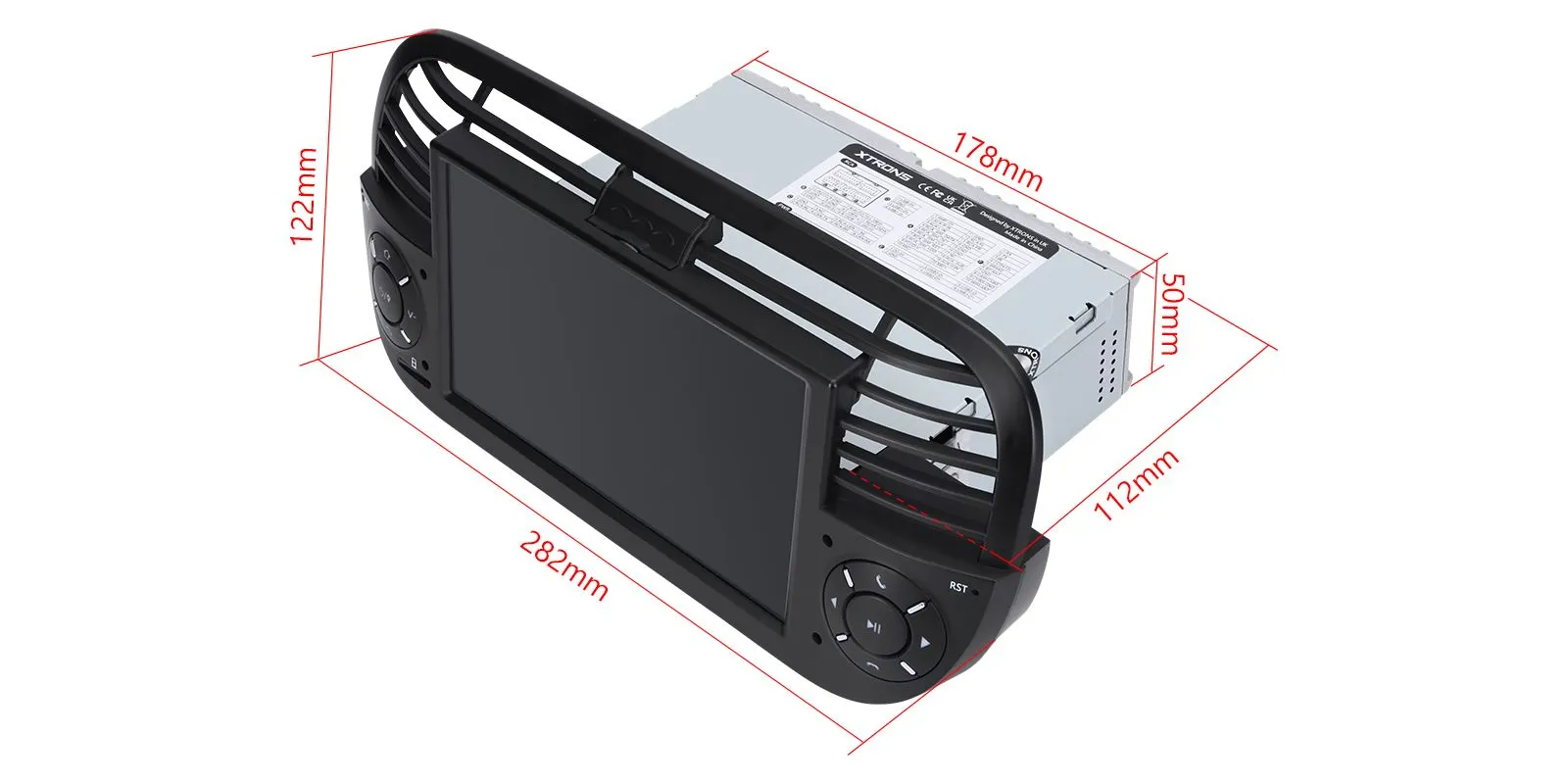 FIAT 500 2007-2015 7 COLIŲ ANDROID 14 MULTIMEDIJA XTRONS PX7450FBL