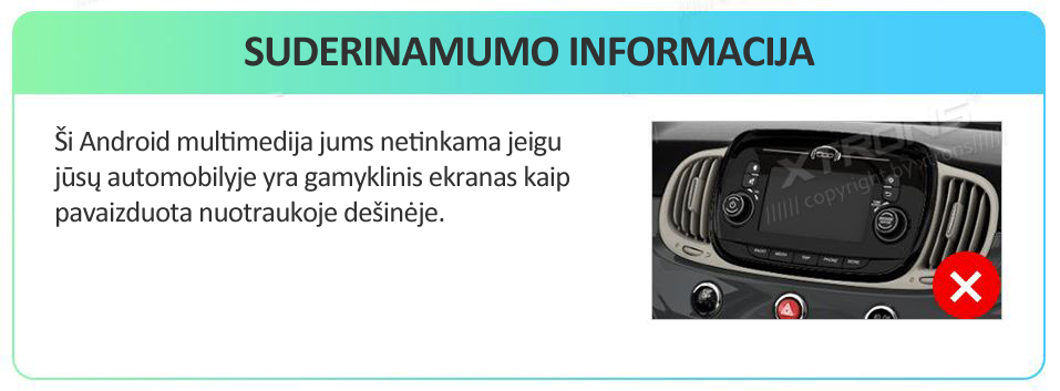 FIAT 500 2007-2015 7 COLIŲ ANDROID 14 MULTIMEDIJA XTRONS PX7450FBL
