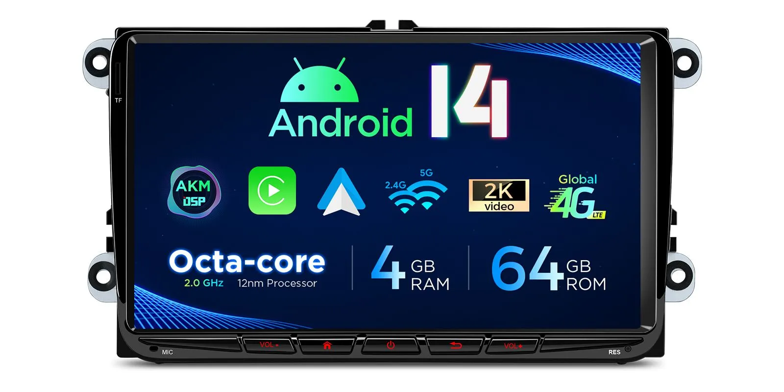 Volkswagen / Škoda / SEAT 9 colių Android 14 multimedija PX94MTVL