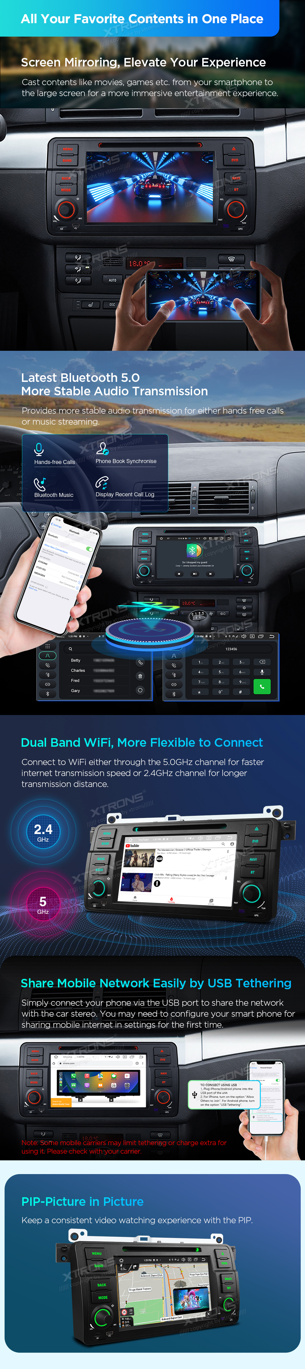 BMW E46 | Rover 75 | Android 14 | 7inch | 4GB/64GB/8Core | Multimedija Xtrons PX7446BG