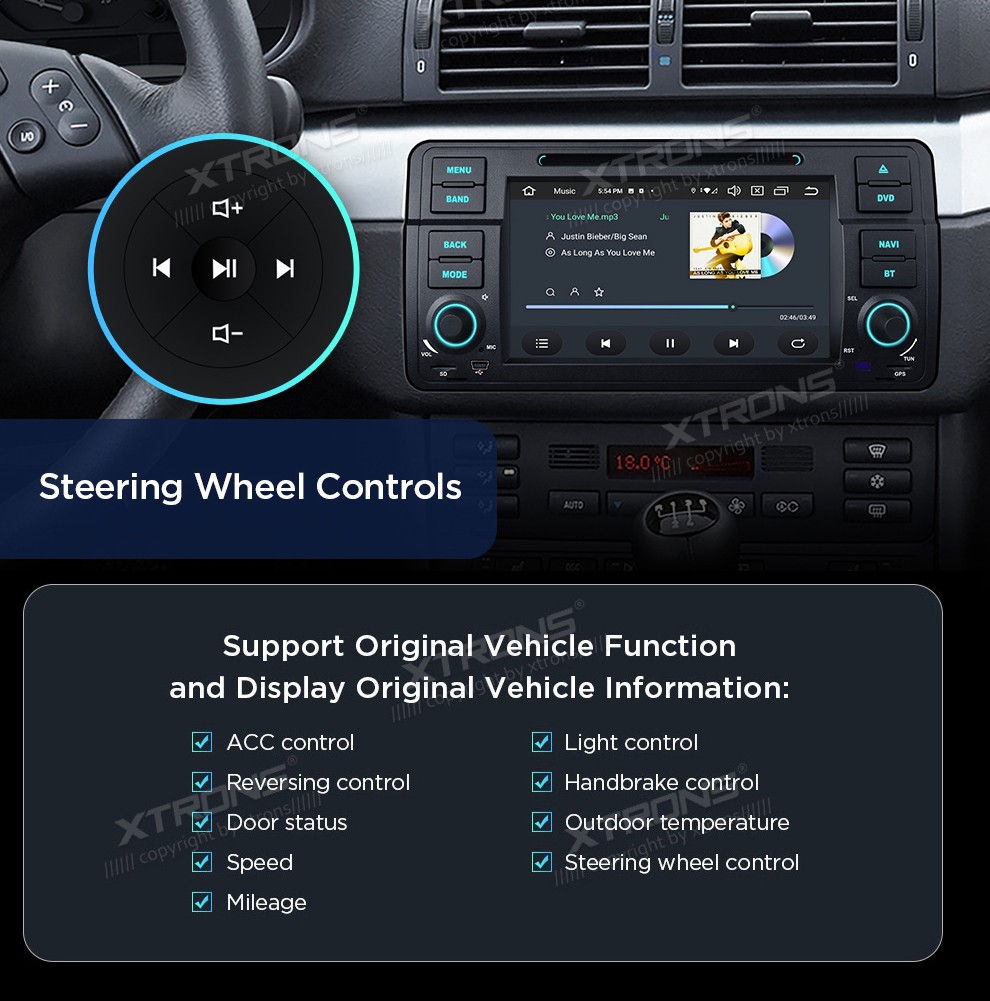 BMW E46 | Rover 75 | Android 14 | 7inch | 4GB/64GB/8Core | Multimedija Xtrons PX7446BG