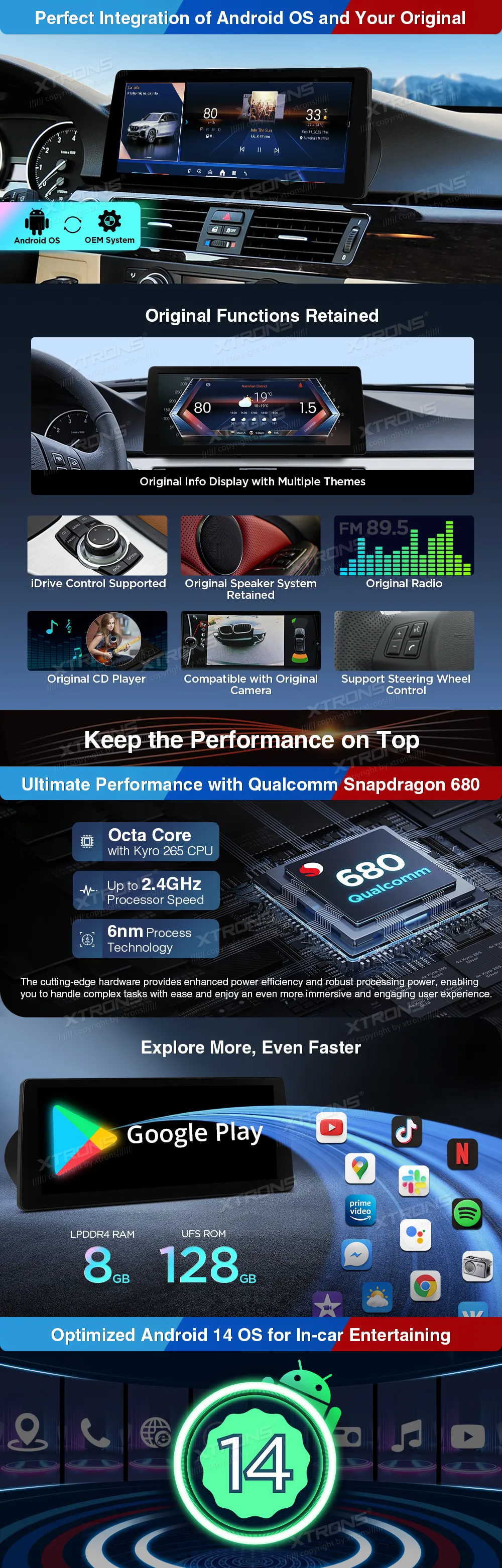 BMW E90/E91/E92/E93 CIC | Android 14 | 12.3inch | 8GB/128GB/8Core | Snapdragon | Multimedija Xtrons QGB24CIB12E92