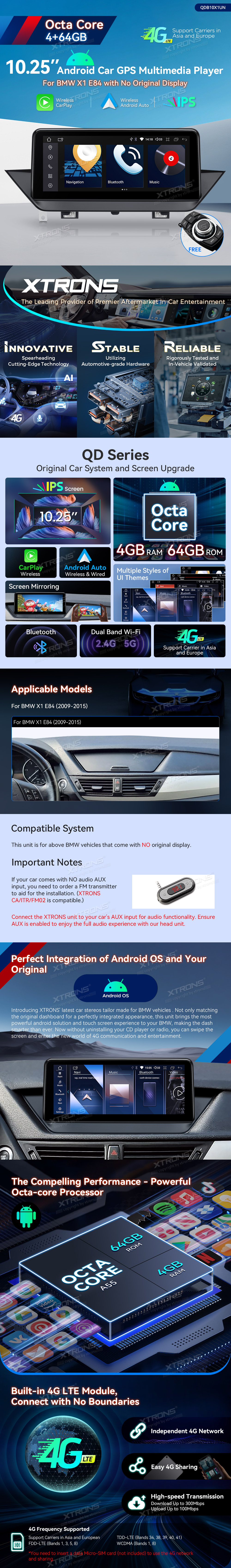 BMW X1 E84 | Android 10 | 10.25inch | 4GB/64GB/8Core | Multimedija Xtrons QDB10X1UN