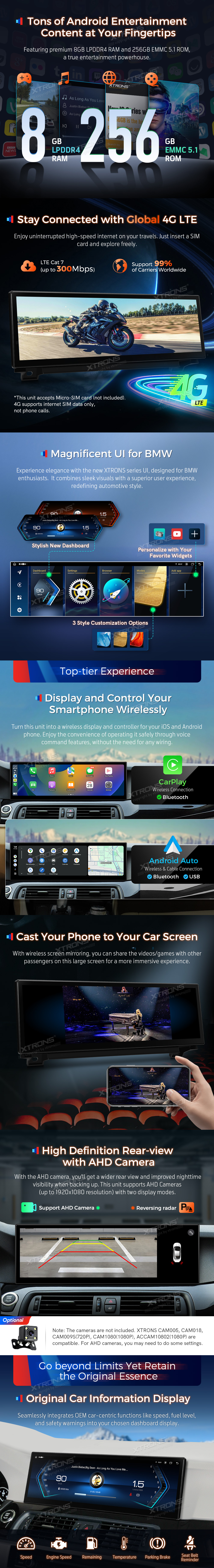 BMW F10 F11 CIC | Android 14 | 14.9inch | 8GB/256GB/8Core | Multimedija Xtrons QLBX44FVCI