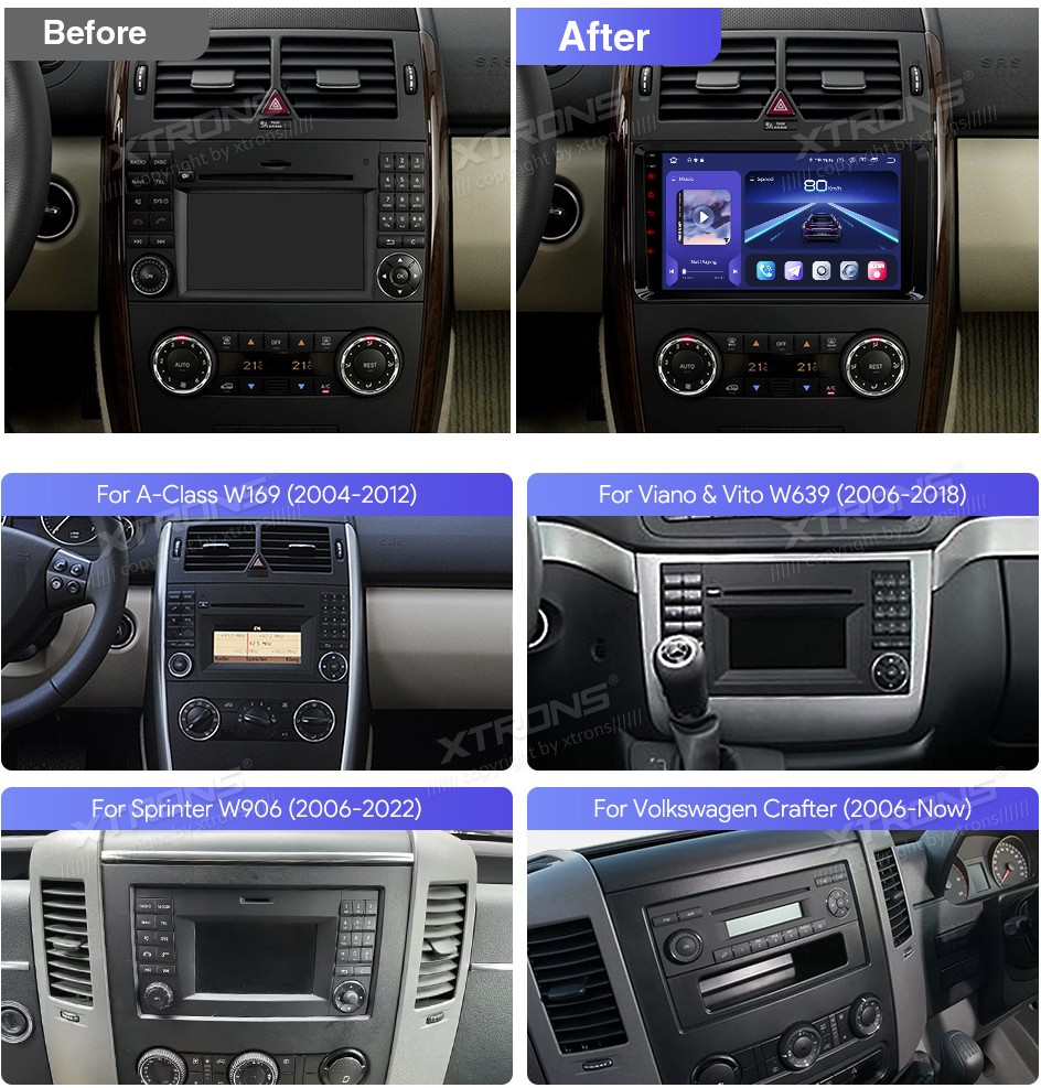 VW Crafter MB B / A / Vito / Sprinter | Android 14 | 9inch | 8GB/256GB/8Core | QLED | Snapdragon Multimedija Xtrons IQP94M245P