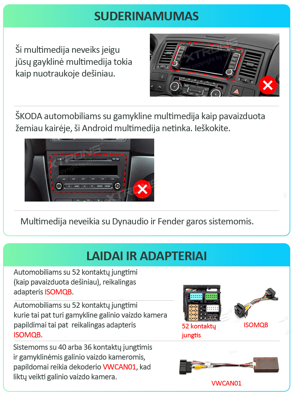 Volkswagen / Škoda / SEAT | Android 10 | 7inch | 4GB/64GB/8Core | Multimedija Xtrons ID70MTVL
