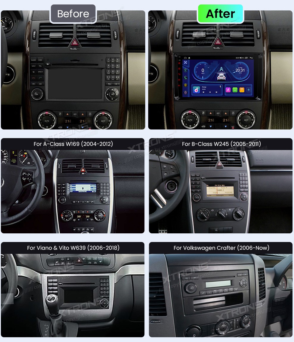 VW Crafter MB B / A / Vito / Sprinter | Android 10 | 9inch | 4GB/64GB/8Core | Multimedija Xtrons IDP90M245