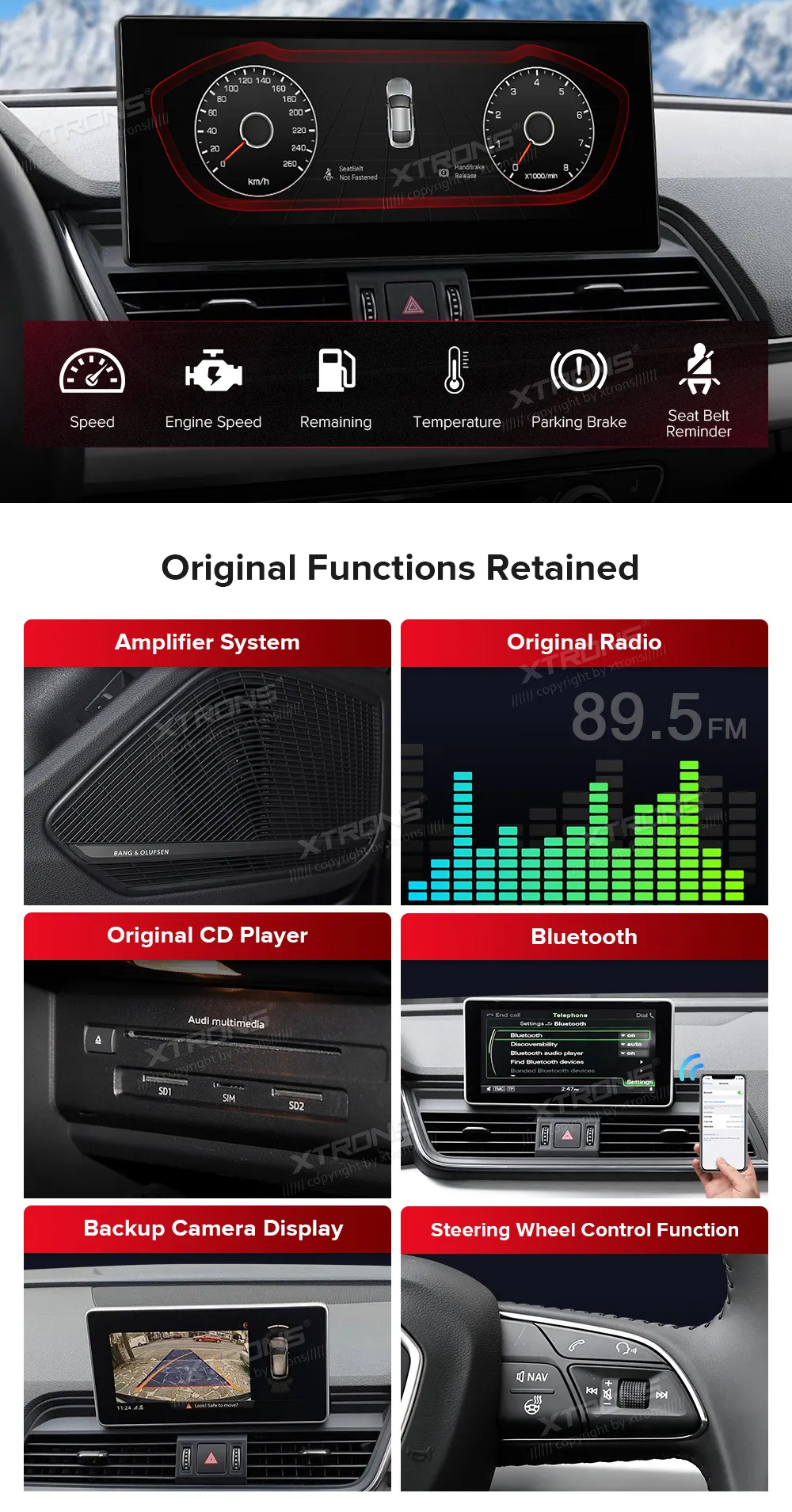 Audi Q5 SQ5 (MIB2) | Android 13 | 12.3inch | 4GB/64GB/8Core | Multimedija Xtrons QLA23Q5NL