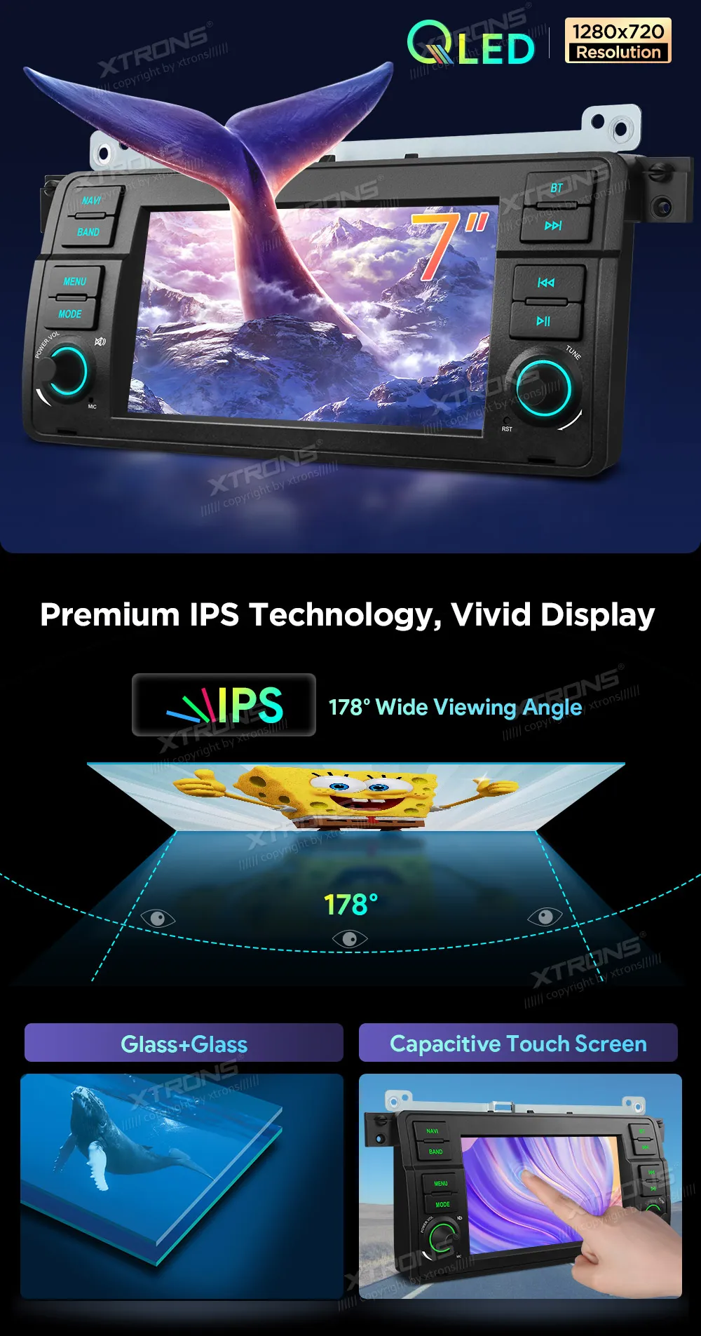 BMW E46 | Rover 75 | Android 14 | 7 inch QLED | 8GB/256GB/8Core Snapdragon | Multimedija Xtrons IQ7446BL