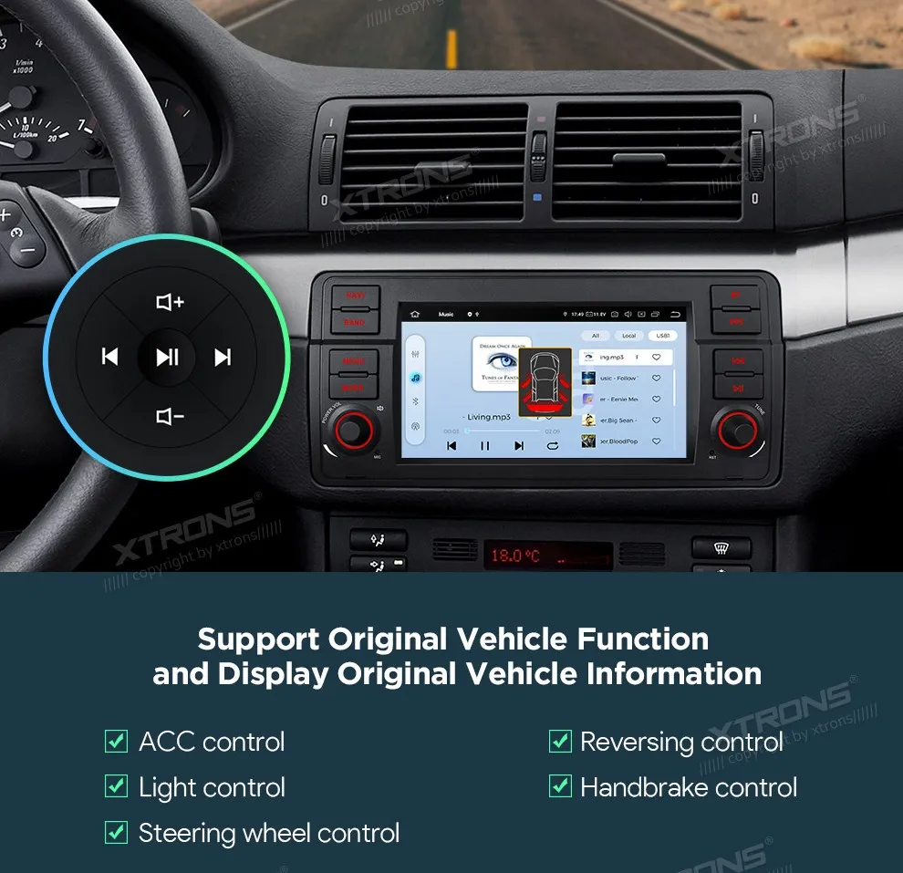 BMW E46 | Rover 75 | Android 14 | 7 inch QLED | 8GB/256GB/8Core Snapdragon | Multimedija Xtrons IQ7446BL
