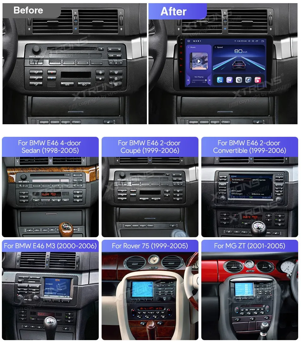 BMW E46 | Rover 75 | Android 14 | 9 inch QLED | 8GB/256GB/8Core Snapdragon | Multimedija Xtrons IQP9446BP