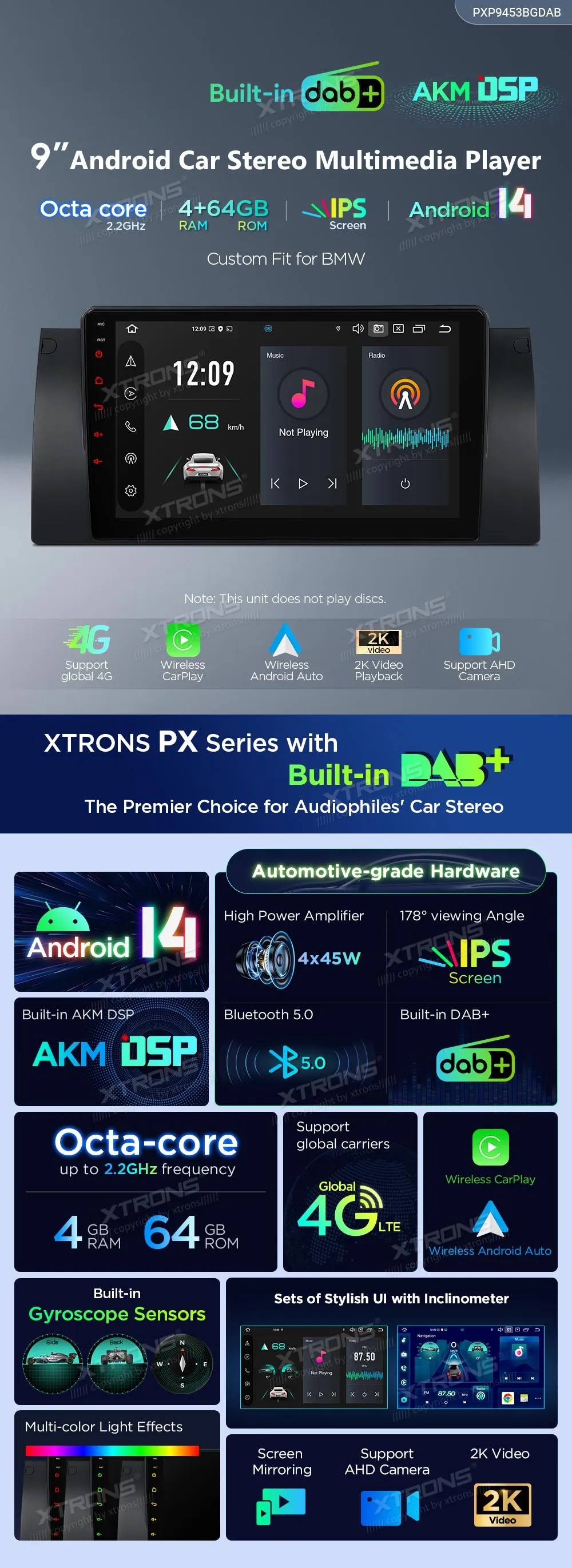 BMW X5 E53 | Android 14 | 9 inch | 4GB/64GB/8Core | Multimedija Xtrons PXP9453BGDAB