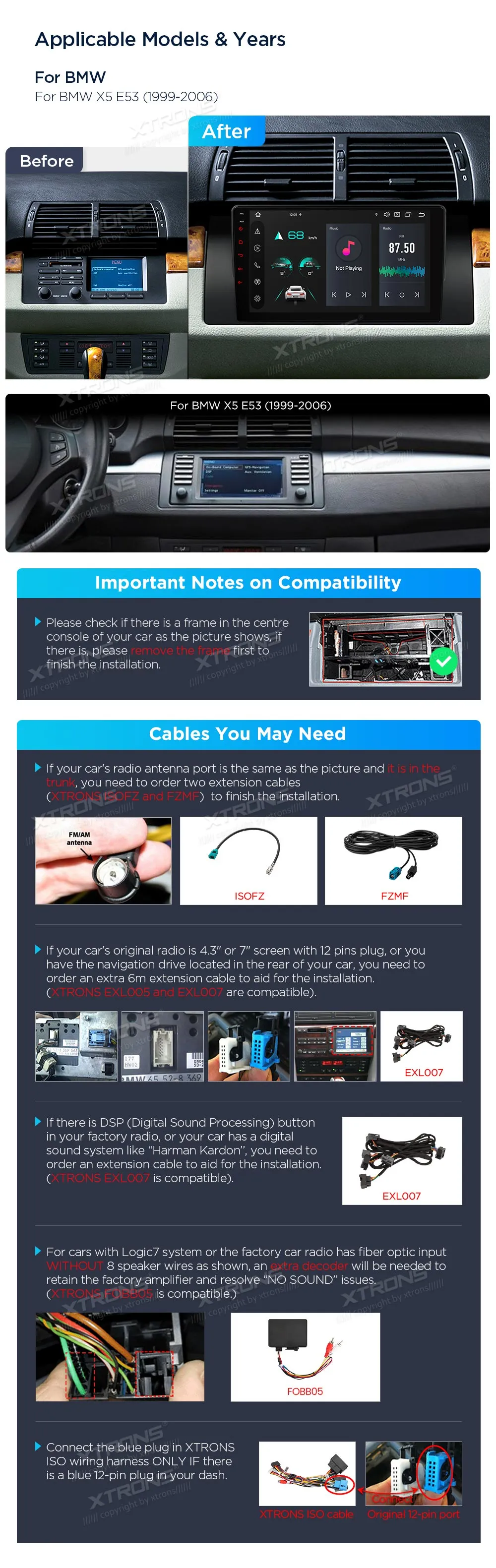 BMW X5 E53 | Android 14 | 9 inch | 4GB/64GB/8Core | Multimedija Xtrons PXP9453BGDAB